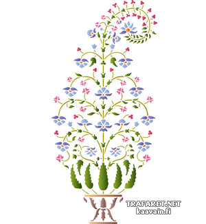 Oosterse bloem in een vaas - sjabloon voor decoratie