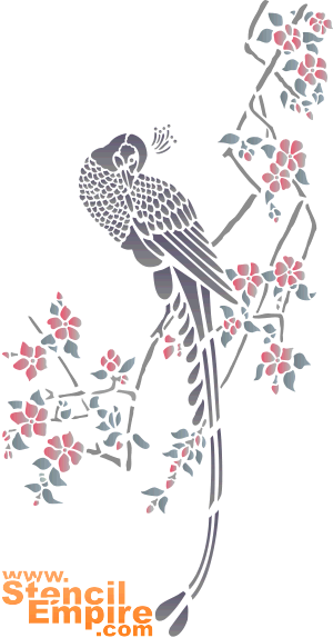 Sakura en pauw (Oosterse stijl stencils)
