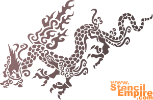 Dragon attaquant (Pochoirs de style oriental)