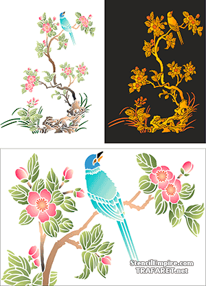 Bloemen op stenen (Oosterse stijl stencils)