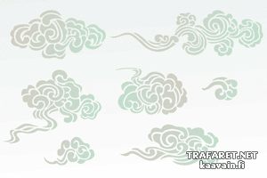 Sept nuages chinois - pochoir pour la décoration