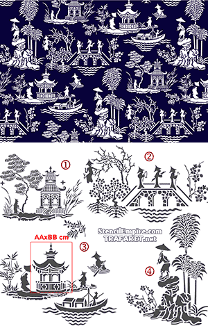 Behang met pagodes - sjabloon voor decoratie