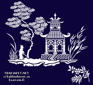Scène met een pagode (Oosterse stijl stencils)