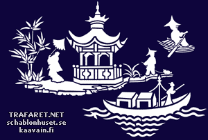Scène met pagode en boot (Oosterse stijl stencils)