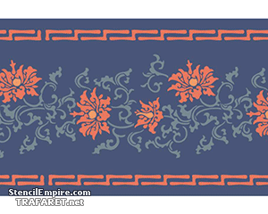 Bordure avec des fleurs orientales - pochoir pour la décoration