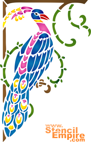Bovenste pauw - sjabloon voor decoratie