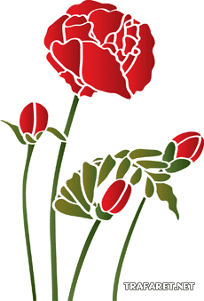 Oosterse klaprozen - sjabloon voor decoratie