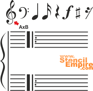 Muziekstaf en notities - sjabloon voor decoratie