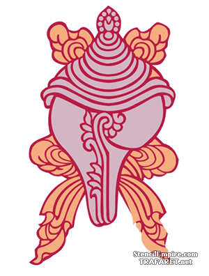 Boeddhistische schelp - sjabloon voor decoratie