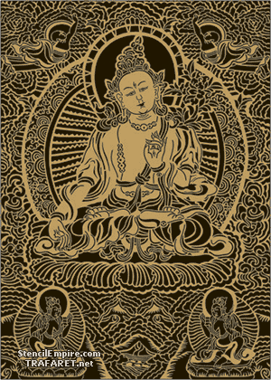Grand Bouddha sur un lotus (Pochoirs avec motifs indiens)