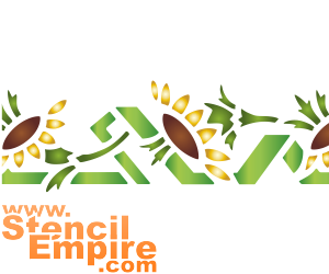 Zonnebloemen en linten - sjabloon voor decoratie