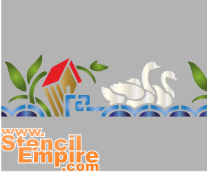 Huis bij de vijver - sjabloon voor decoratie