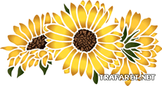 Kleine zonnebloemen - sjabloon voor decoratie