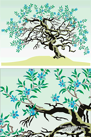Bloeiende boom - sjabloon voor decoratie