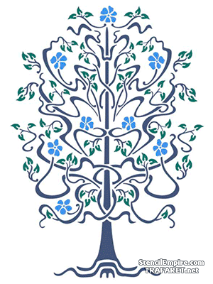 Bloeiende boom modern - sjabloon voor decoratie