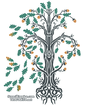 Chêne d'automne moderne - pochoir pour la décoration