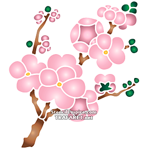 Bloeiende sakura tak A - sjabloon voor decoratie