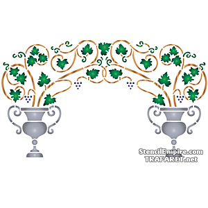 Arche de vases avec houblon frisé - pochoir pour la décoration