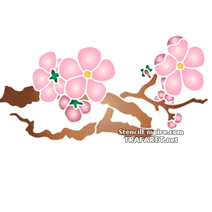 Sakura tak met bloemen A - sjabloon voor decoratie