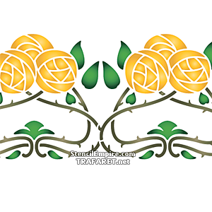 Gele rozen Art Nouveau B - sjabloon voor decoratie