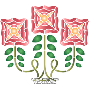Tak met drie bloemen A - sjabloon voor decoratie
