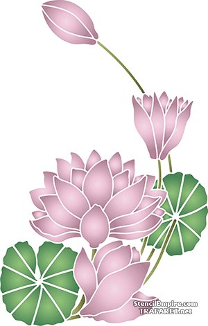 Vier waterlelies - sjabloon voor decoratie