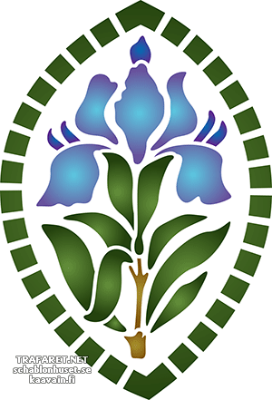 Iris in een ovaal - sjabloon voor decoratie
