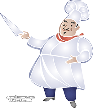 Chef avec un couteau - pochoir pour la décoration