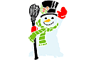 Sneeuwpop met groeten - sjablonen met sneeuw en vorst
