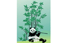 Panda et bambou 1 - pochoirs avec feuilles et branches