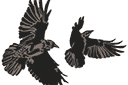 Deux corbeaux - pochoirs avec des animaux