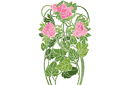 Rosier - pochoirs avec jardin et roses sauvages