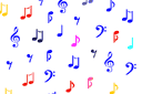 Muziek behang - stencils met noten en muziekanten
