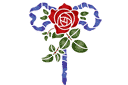 Rose et ruban - pochoirs avec jardin et roses sauvages