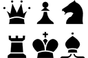 schaakstukken - stencils met verschillende objecten en voorwerpen
