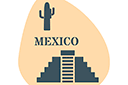 Symboles du Mexique - pochoirs avec des points de repère et des bâtiments