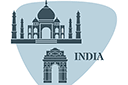 India - sjablonen met herkenningspunten en gebouwen