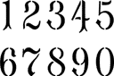 Nummers GOTHIKA - stencils met teksten en sets letters