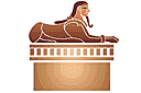 Sphinx sur un piédestal - pochoirs de style égyptien