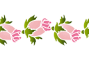 Bordure bouton de rose - pochoirs avec jardin et roses sauvages