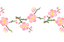Bordure Sakura 101 - pochoirs avec des éléments de jardin
