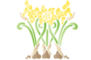 Trois jonquilles - pochoirs avec jardin et fleurs sauvages