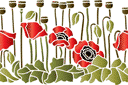 Bordure coquelicot 35 - pochoirs avec jardin et fleurs sauvages