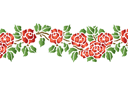 Bordure rose 41 - pochoirs avec jardin et roses sauvages
