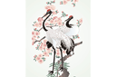 Kraanvogels en sakura - stencils met tuin- en veldbloemen