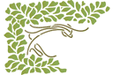 Demi-carré vert - pochoirs avec feuilles et branches