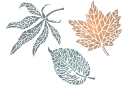Drie vellen - sjablonen met bladeren en takken