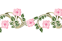 Bordure rose 50 - pochoirs avec jardin et roses sauvages