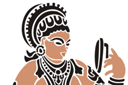 Femme indienne avec un miroir - pochoirs avec motifs indiens