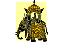Éléphant avec une tour - pochoirs avec motifs indiens